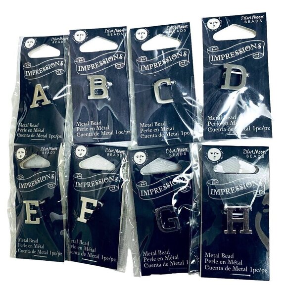 Jewelry Initial Beads Silvertone 17 Letters Set by Blue Moon Crafts Components N - Picture 2 of 7
